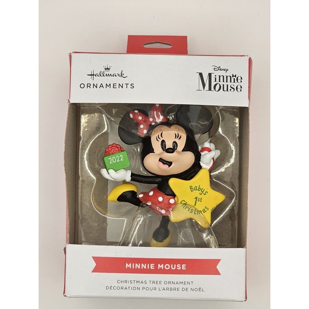 Baby's First Christmas Ornament 2022 Hallmark Disney MINNIE Mouse with box